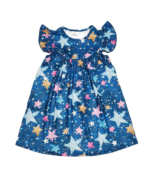 blue-star-milk-silk-flutter-dress Great Lakes kids - Sophia's StyleFlutter Dress-1