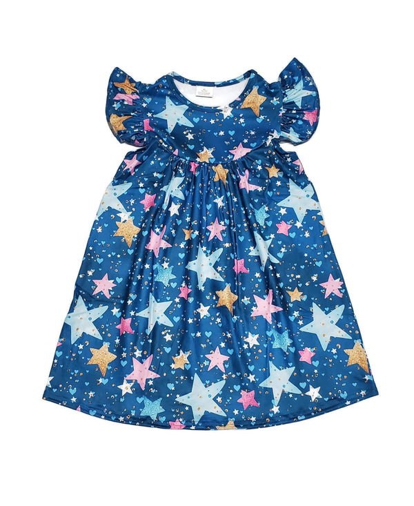 blue-star-milk-silk-flutter-dress Great Lakes kids - Sophia's StyleFlutter Dress-1