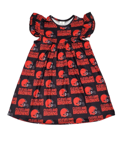 cleveland-browns-milk-silk-flutter-dress Great Lakes kids - Sophia's StyleFlutter Dress-1