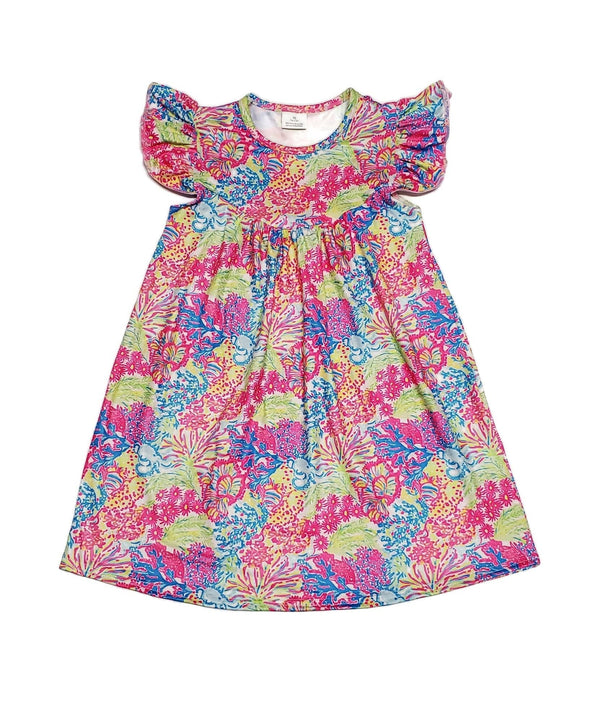 neon-summer-floral-milk-silk-flutter-dress Great Lakes kids - Sophia's StyleFlutter Dress-1