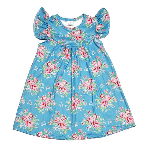 blue-spring-floral-milk-silk-flutter-dress Great Lakes kids - Sophia's StyleFlutter Dress-1