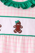 Pink Plaid Gingerbread Embroidery Ruffle Romper