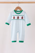 Blue Plaid Gingerbread Embroidery Romper