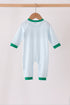 Blue Plaid Gingerbread Embroidery Romper