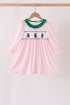 Pink Plaid Gingerbread Embroidery Ruffle Dress