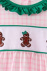 Pink Plaid Gingerbread Embroidery Ruffle Dress