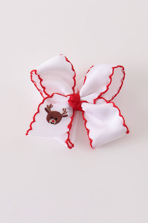 red-reindeer-embroidery-crochet-edge-hair-bow-abby-evie-sophias-styleHair Bow-1