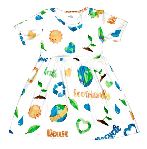 earth-day-short-sleeve-milk-silk-dress Great Lakes kids - Sophia's Style-2