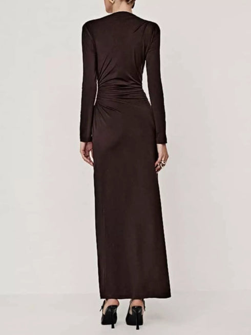 ruched-long-sleeve-bodycon-maxi-dress-OhSoStyled-Sophia's-Style-15