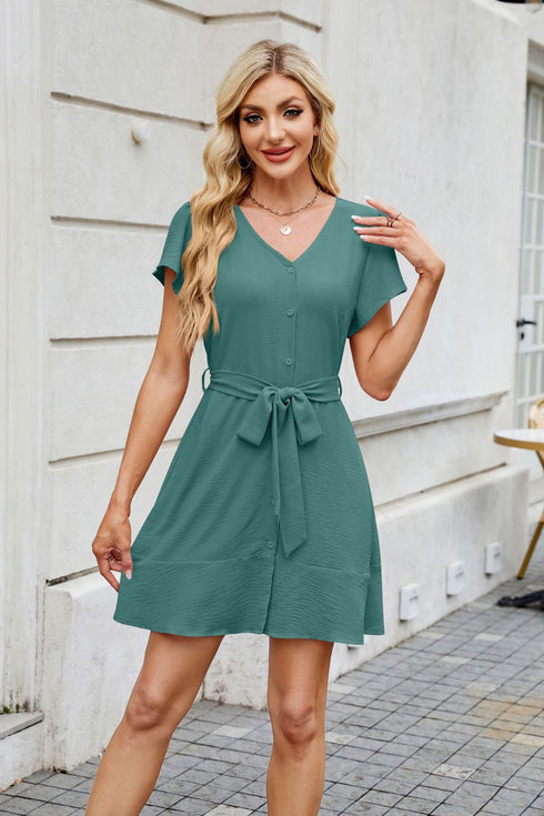 tied-button-up-short-sleeve-mini-shirt-dress OhSoStyled at Sophia's Style-17