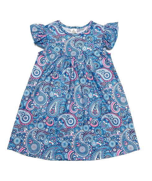 blue-paisley-flutter-milk-silk-dress Great Lakes kids - Sophia's Style-2