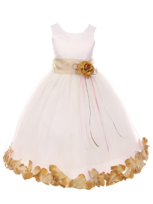 Big Girls White With Sash Petal Junior Bridesmaid Plus Size Dress, Sizes 16.5-20.5