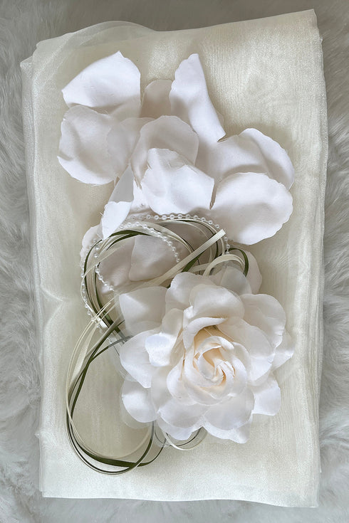 Big Girls White With Sash Petal Junior Bridesmaid Plus Size Dress 16.5-20.5