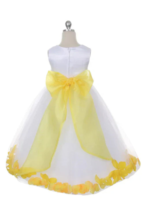 Big Girls White With Sash Petal Junior Bridesmaid Plus Size Dress 16.5-20.5