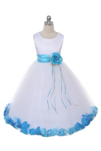 Big Girls Ivory With Sash Petal Junior Bridesmaid Plus Size Dress, Sizes 16.5-20.5