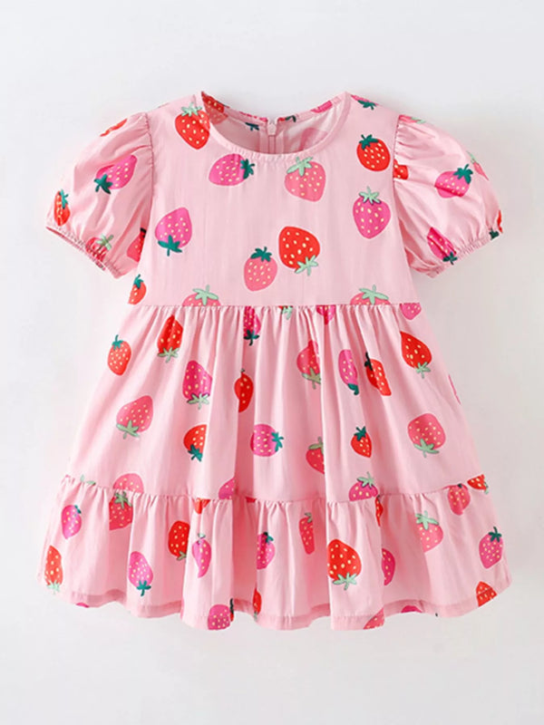 childrens-strawberry-print-tiered-puff-sleeve-dress-ohso-kids-sophias-styleDresses-1