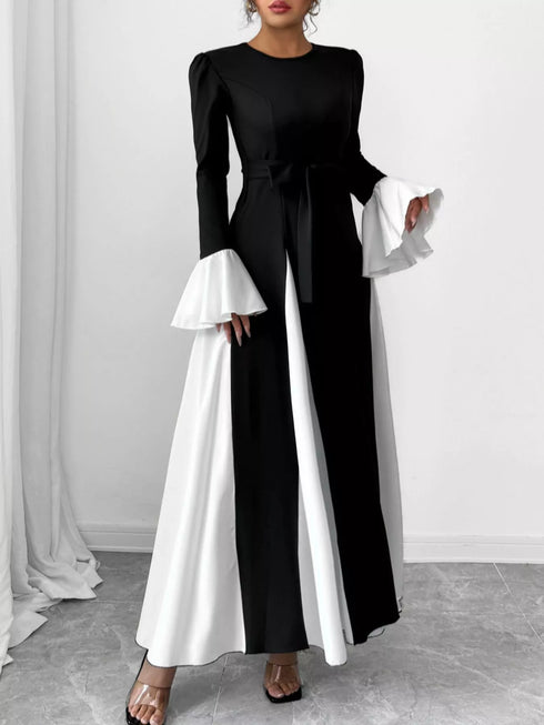 contrast-round-neck-flare-sleeve-maxi-dress-OhSoStyled-Sophia's-Style-3