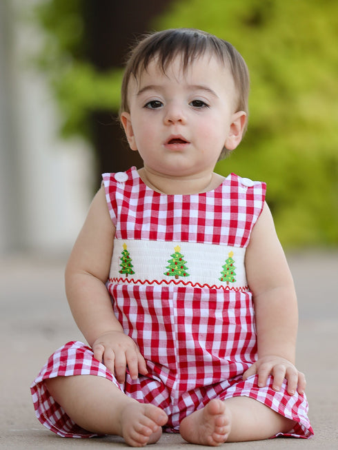 christmas-tree-smocking-embroidered-boys-romper Sophia's StyleRomper-1