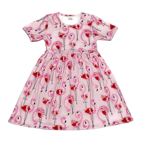 dancing-flamingo-short-sleeve-milk-silk-dress Great Lakes kids - Sophia's Style-2