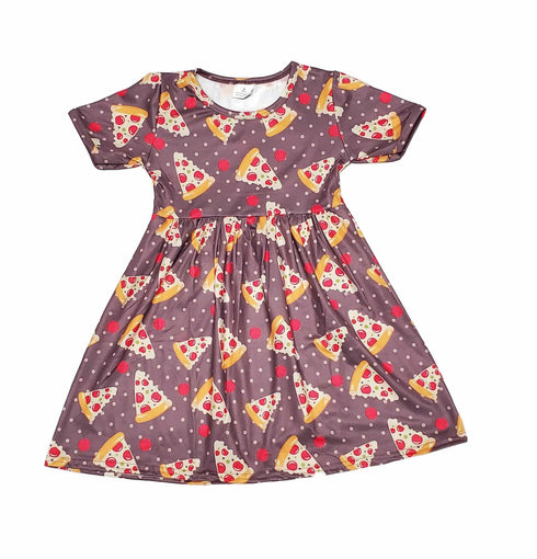 pizza-short-sleeve-milk-silk-dress Great Lakes kids - Sophia's Style-2