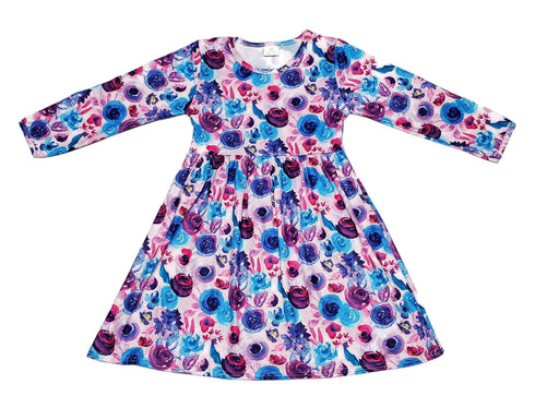 shades-of-purple-floral-long-sleeve-milk-silk-dress Great Lakes kids - Sophia's Style-2