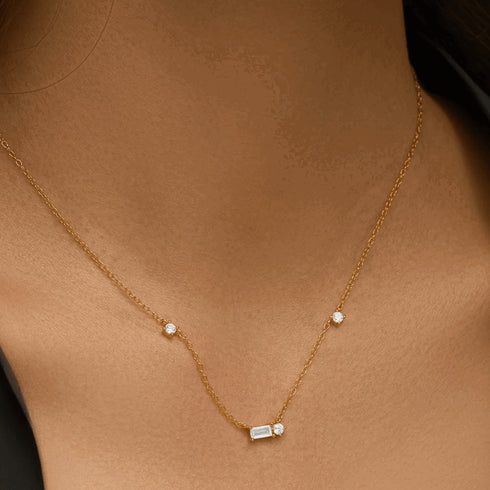 starluxe-delicate-necklace-with-three-round-cut-and-one-emerald-cut-cubic-zirconia-stones-crystal-dream-necklace-Sophia's Style-4