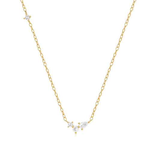 orlina-delicate-necklace-with-three-round-and-one-pear-cut-cubic-zirconia-stones-Sophia's StyleNecklaces-1