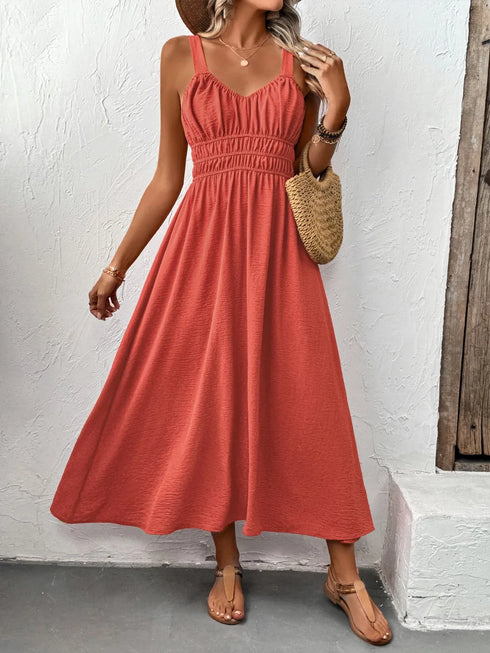 v-neck-wide-strap-midi-cami-dress OhSoStyled - Sophia's Style in Orange-Red-1