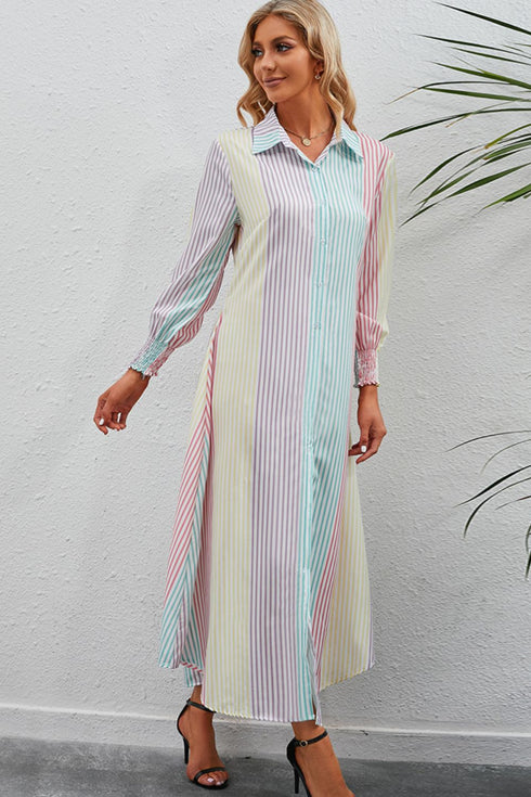 rainbow-stripe-button-up-maxi-shirt-dress OhSoStyled - Sophia's Style-3