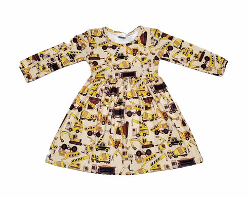 construction-long-sleeve-milk-silk-dress Great Lakes kids - Sophia's StyleLong Sleeve Dress-1