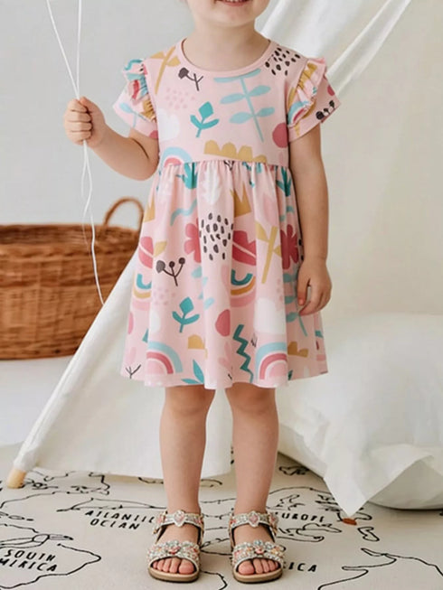 childrens-printed-ruffle-short-sleeve-casual-dress-ohso-kids-sophias-style-2