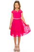 Big Girls Multi-Color Lace Glitter Stone Belt Special Occasion Skater Dress 8-14 - SophiasStyle.com