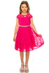 Big Girls Multi-Color Lace Glitter Stone Belt Special Occasion Skater Dress 8-14 - SophiasStyle.com