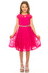 Big Girls Multi-Color Lace Glitter Stone Belt Special Occasion Skater Dress 8-14 - SophiasStyle.com