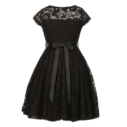 Little Girls Lace Glitter Stone Belt Special Occasion Skater Dress 2-6 - SophiasStyle.com