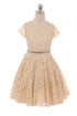 Big Girls Black Lace Glitter Stone Belt Ocasión especial Skater Dress 8-14