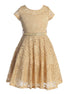 Big Girls Black Lace Glitter Stone Belt Ocasión especial Skater Dress 8-14