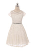 Big Girls Black Lace Glitter Stone Belt Ocasión especial Skater Dress 8-14