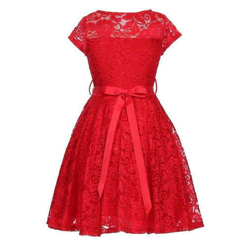 Big Girls Lace Glitter Stone Belt Special Occasion Skater Dress 8-14 - SophiasStyle.com