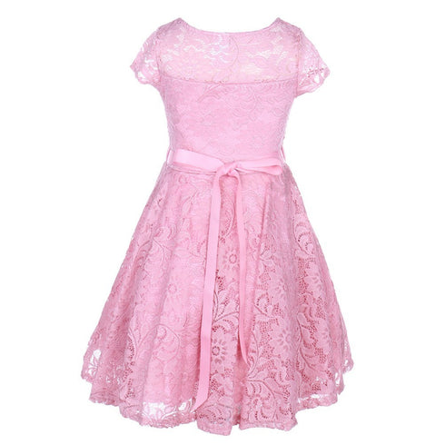 Big Girls Lace Glitter Stone Belt Special Occasion Skater Dress 8-14 - SophiasStyle.com