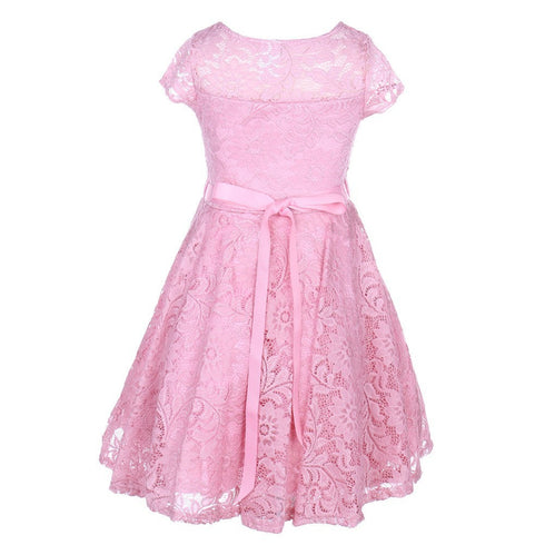 Little Girls Lace Glitter Stone Belt Special Occasion Skater Dress 2-6 - SophiasStyle.com
