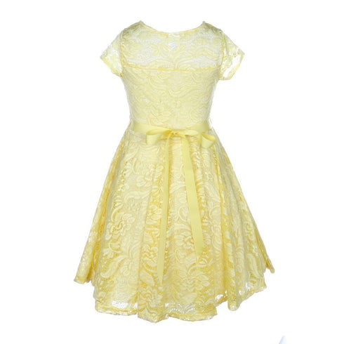 Big Girls Lace Glitter Stone Belt Special Occasion Skater Dress 8-14 - SophiasStyle.com