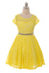 Big Girls Black Lace Glitter Stone Belt Ocasión especial Skater Dress 8-14