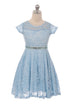 Big Girls Black Lace Glitter Stone Belt Ocasión especial Skater Dress 8-14