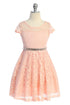 Big Girls Black Lace Glitter Stone Belt Ocasión especial Skater Dress 8-14