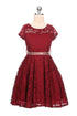 Big Girls Black Lace Glitter Stone Belt Ocasión especial Skater Dress 8-14