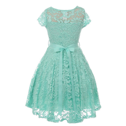 Little Girls Lace Glitter Stone Belt Special Occasion Skater Dress 2-6 - SophiasStyle.com