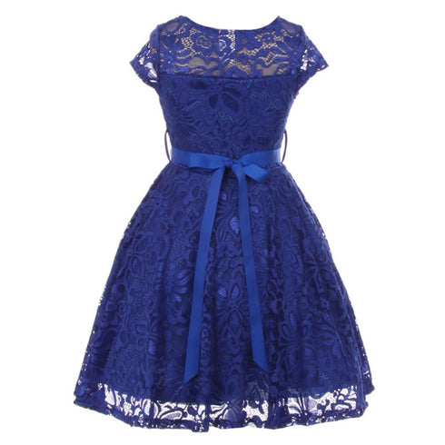 Little Girls Lace Glitter Stone Belt Special Occasion Skater Dress 2-6 - SophiasStyle.com