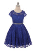 Big Girls Black Lace Glitter Stone Belt Ocasión especial Skater Dress 8-14