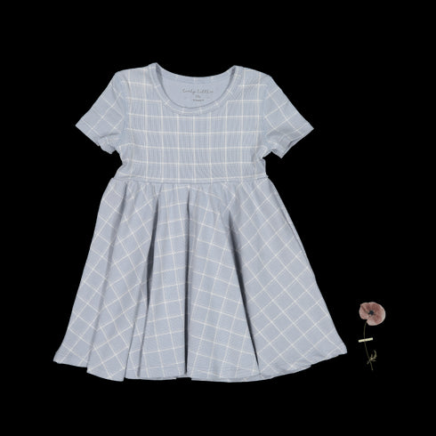 the-printed-short-sleeve-dress-blue-grid Lovely Littles - Sophia's StyleShort Sleeve Dress-1